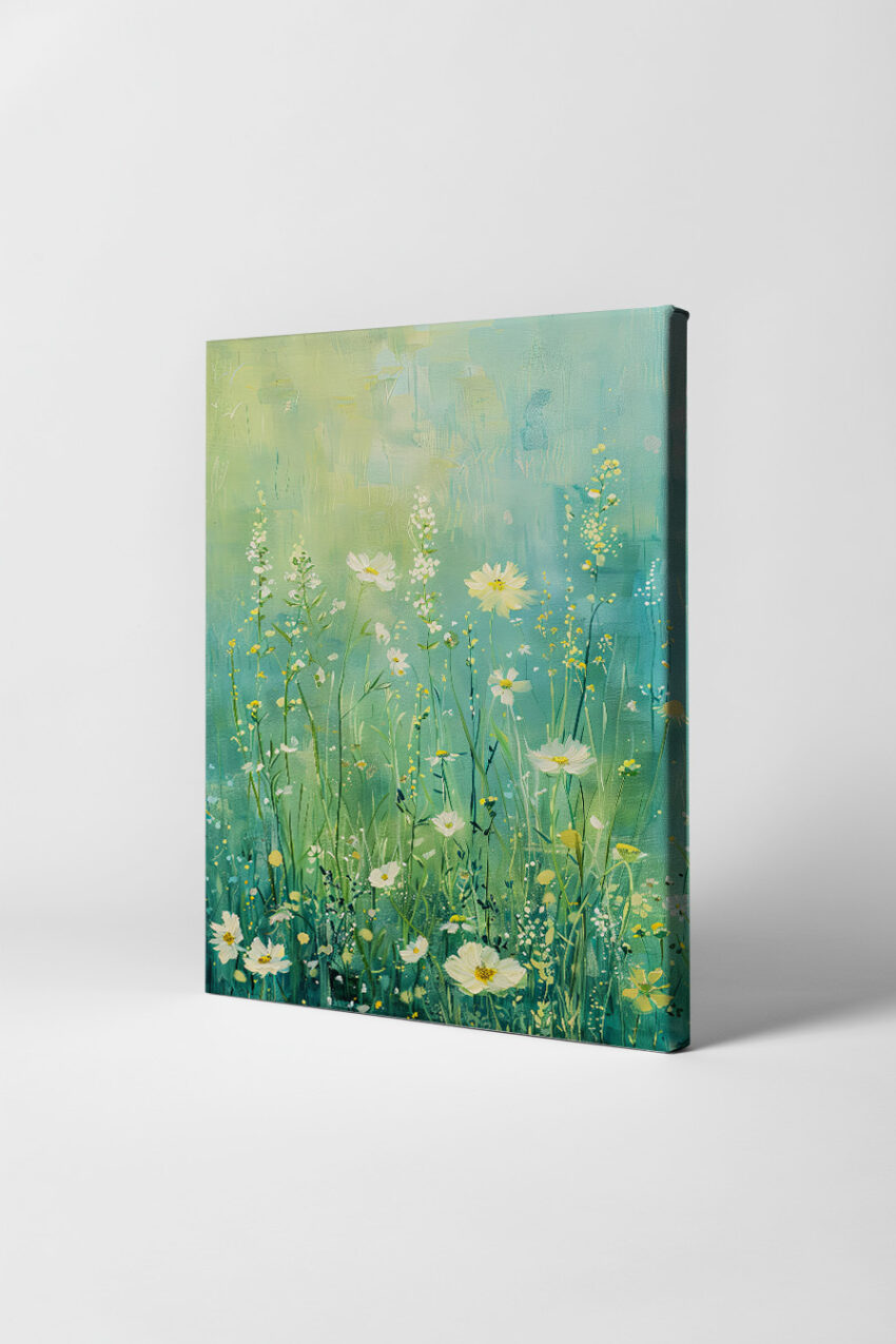 Malerei Poster Wiesenblumen frisch gelb weiß