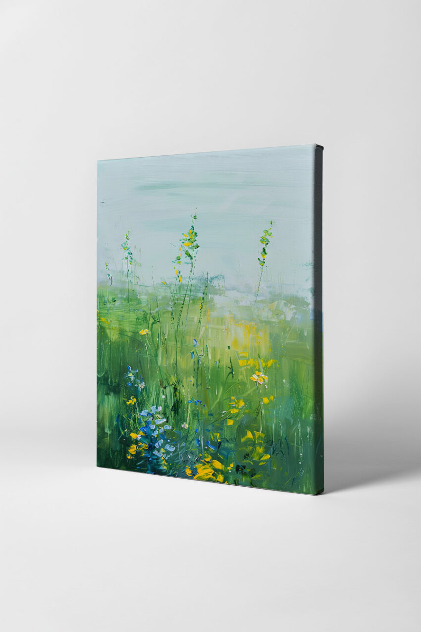 Malerei Poster Wiese abstrakt grün gelb blau