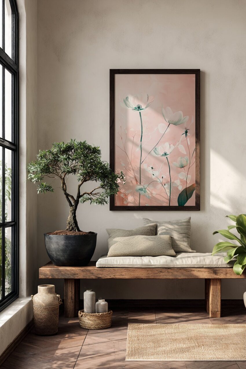 Illustration Poster Anemonen zart rosa