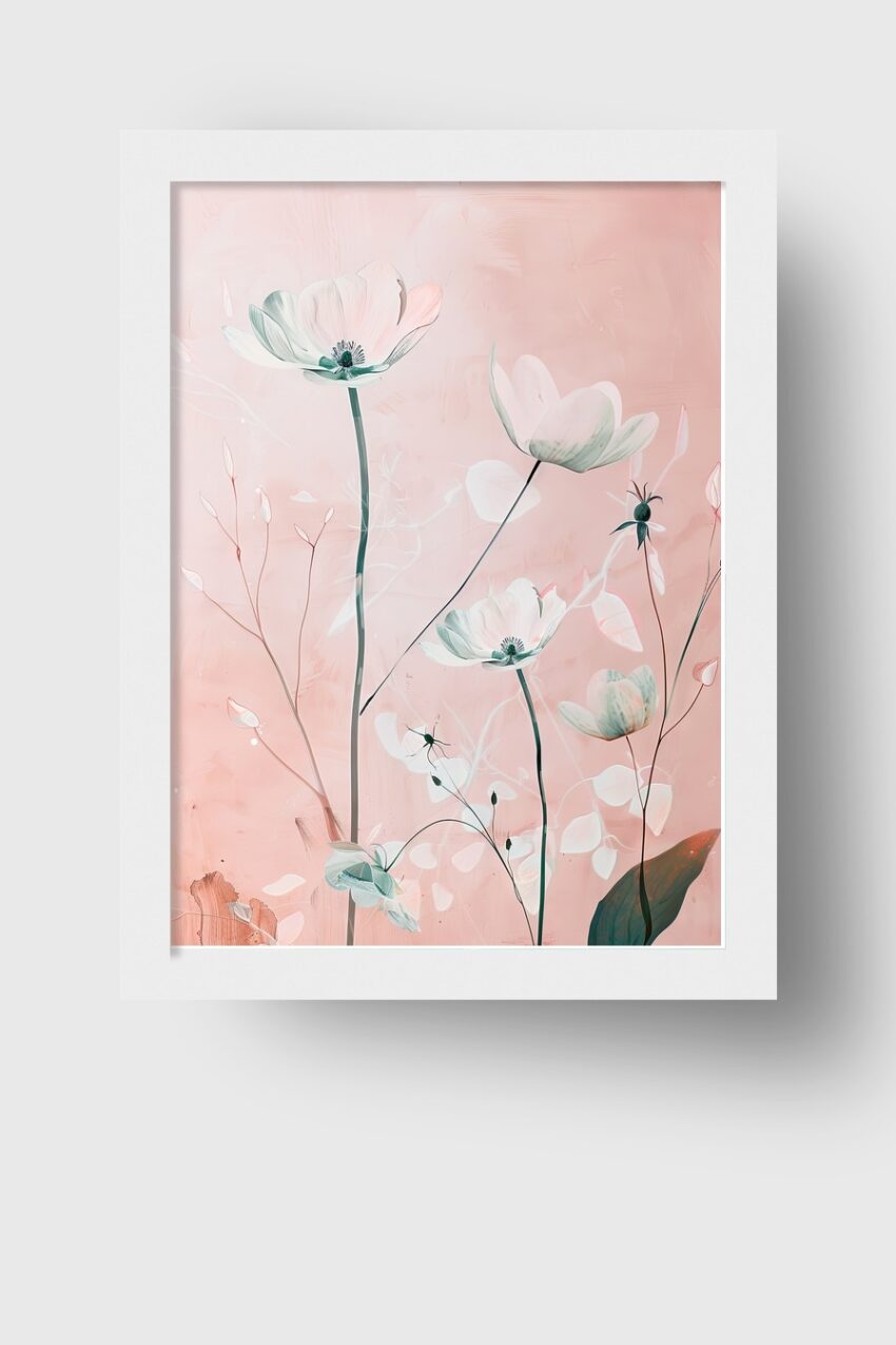 Illustration Poster Anemonen zart rosa