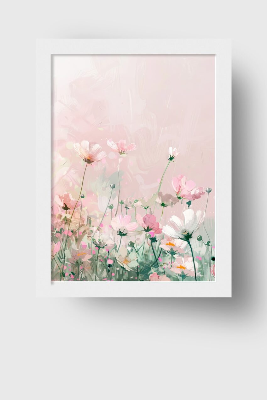 Digitale Kunst Poster Wildblumenwiese zart rosa grün