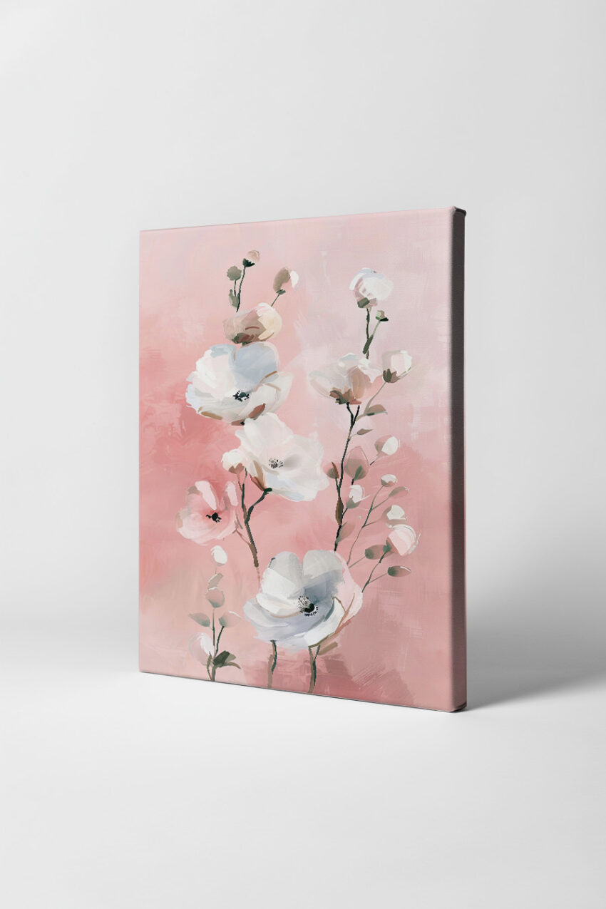 Digitale Kunst Poster Anemonen Pastell weiß rosa