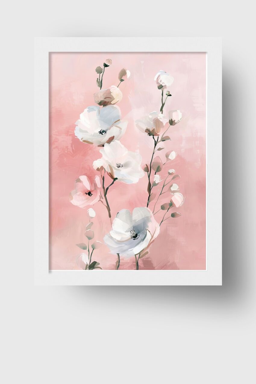 Digitale Kunst Poster Anemonen Pastell weiß rosa
