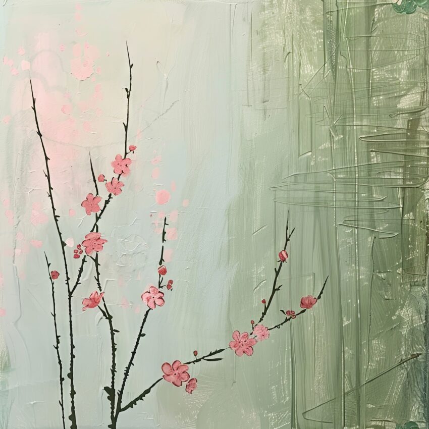 Illustration Poster Kirschzweig pastell zart rosa