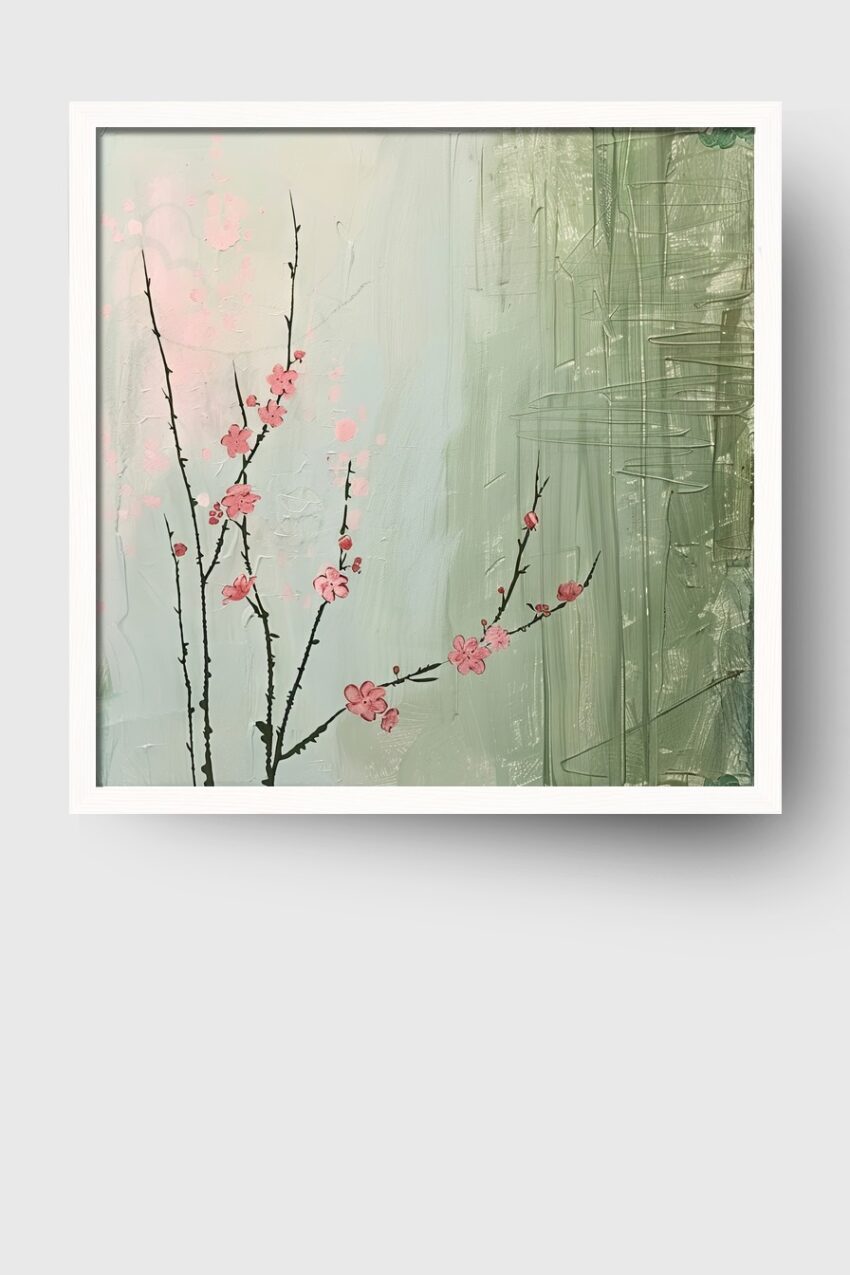 Illustration Poster Kirschzweig pastell zart rosa