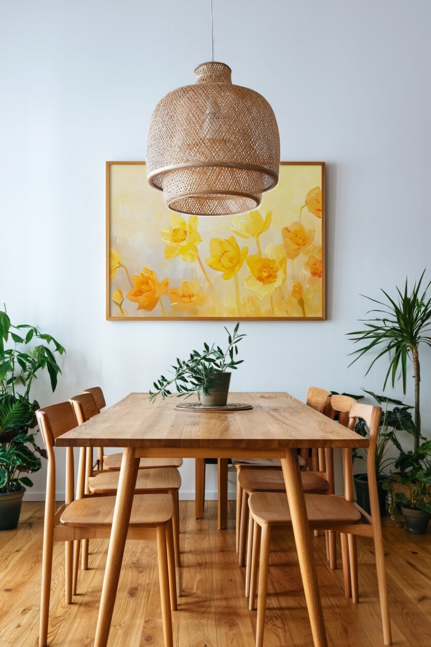 Malerei Poster Narzissen gelb minimalistisch