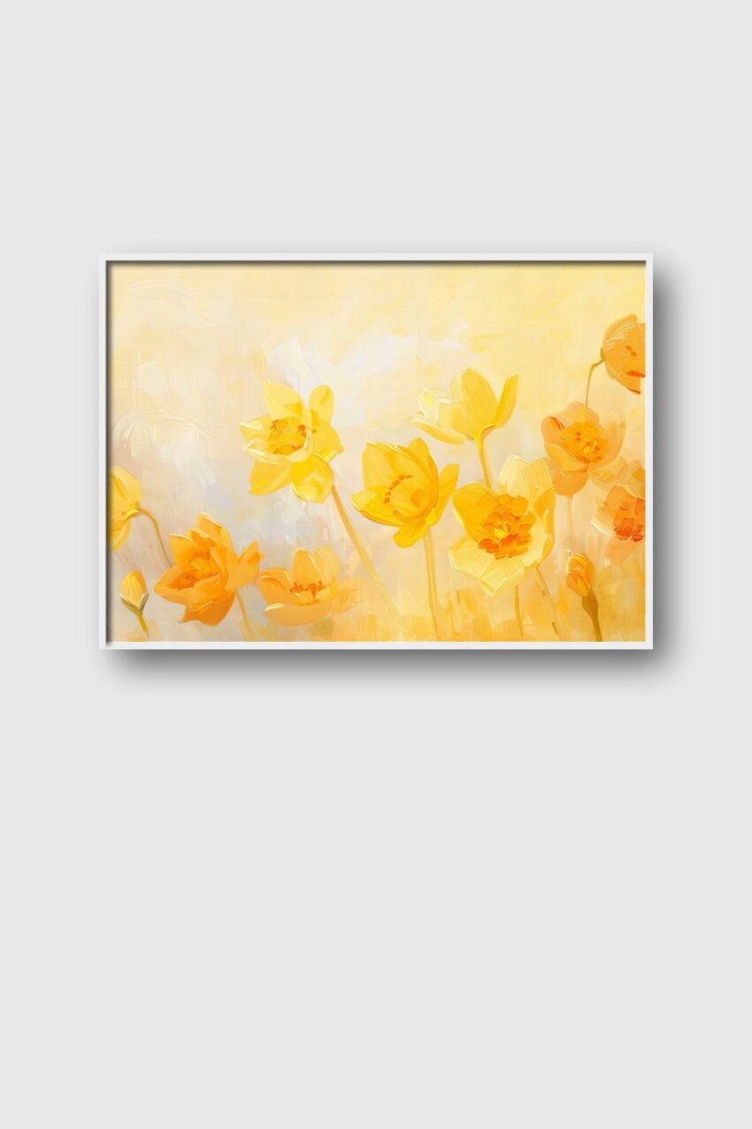 Malerei Poster Narzissen gelb minimalistisch