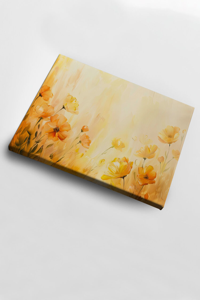 Malerei Poster Mohnblumen gelb orange zart warm