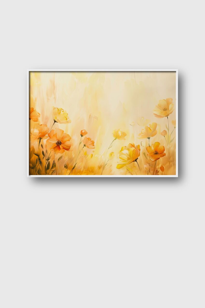 Malerei Poster Mohnblumen gelb orange zart warm