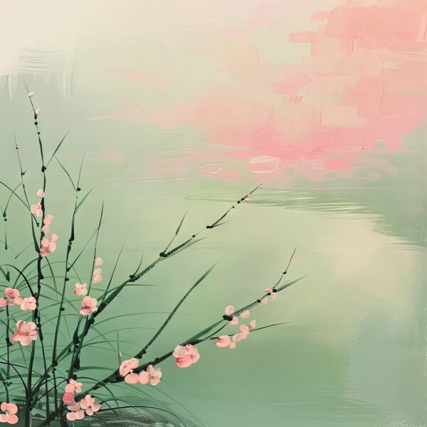 Zweig Blüten Rosa Poster