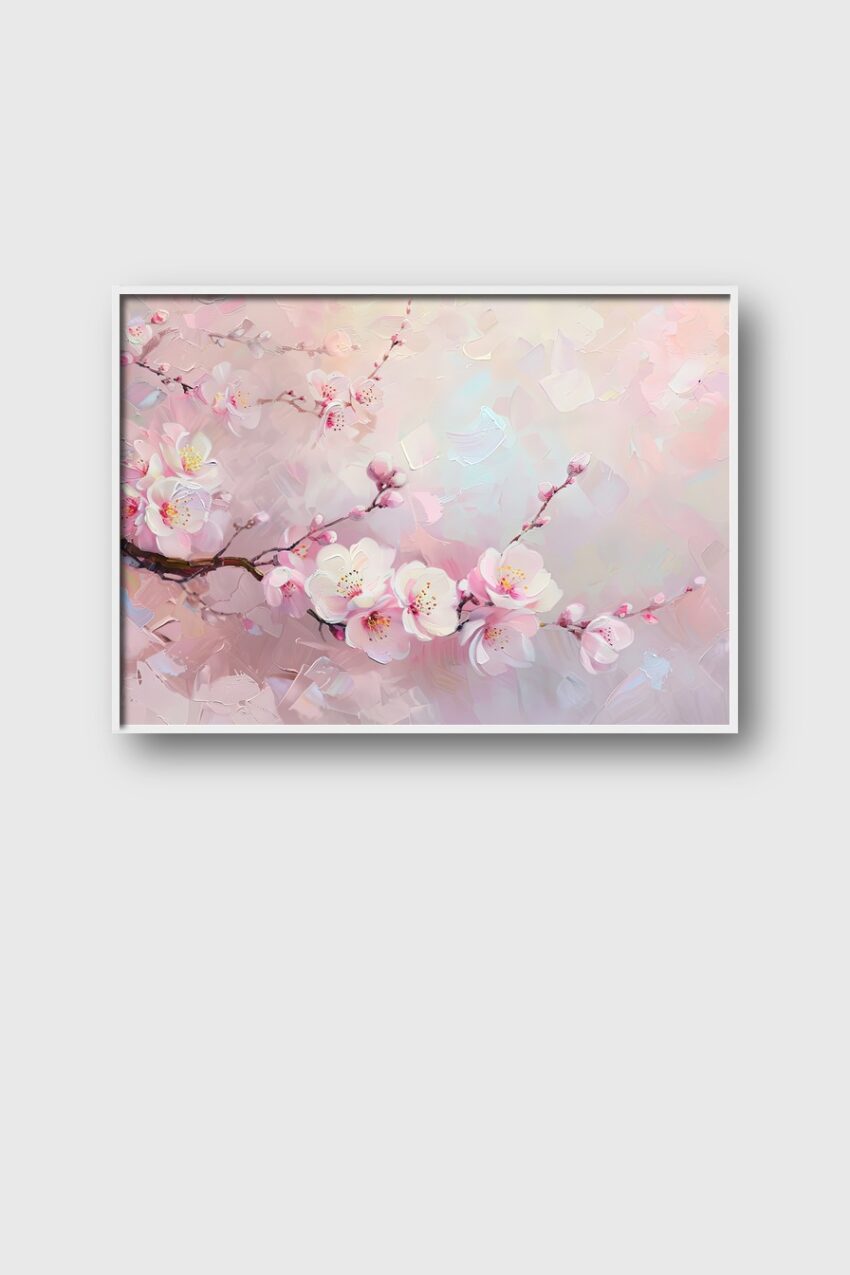 Malerei Poster Kirschblüte Pastell zart