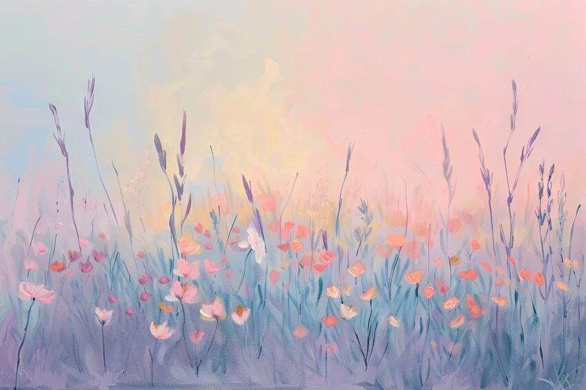 Malerei Poster Blumenwiese zart pastellfarben sanft