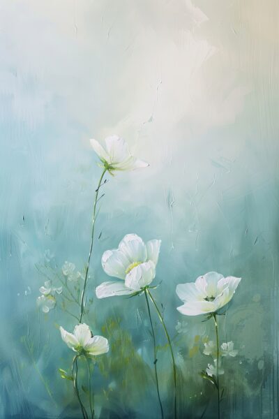 Weiße Blume Hoch Gerahmt