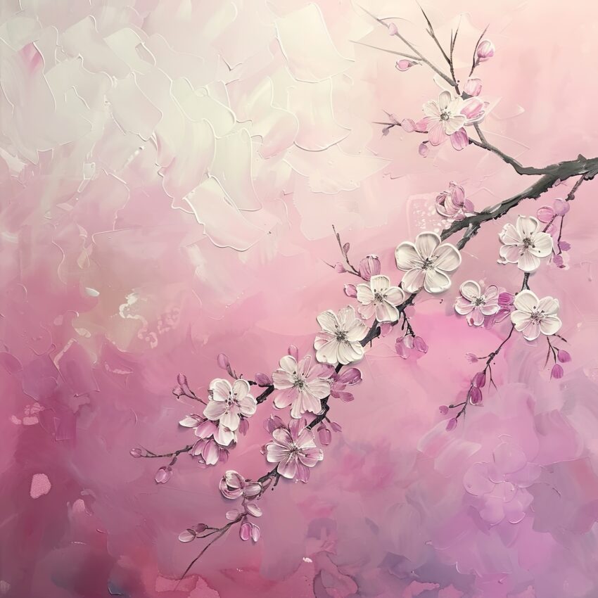 Illustration Poster Kirschzweig rosa pastell minimal