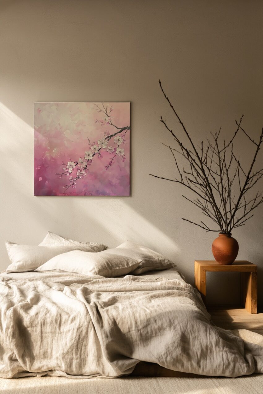 Illustration Poster Kirschzweig rosa pastell minimal