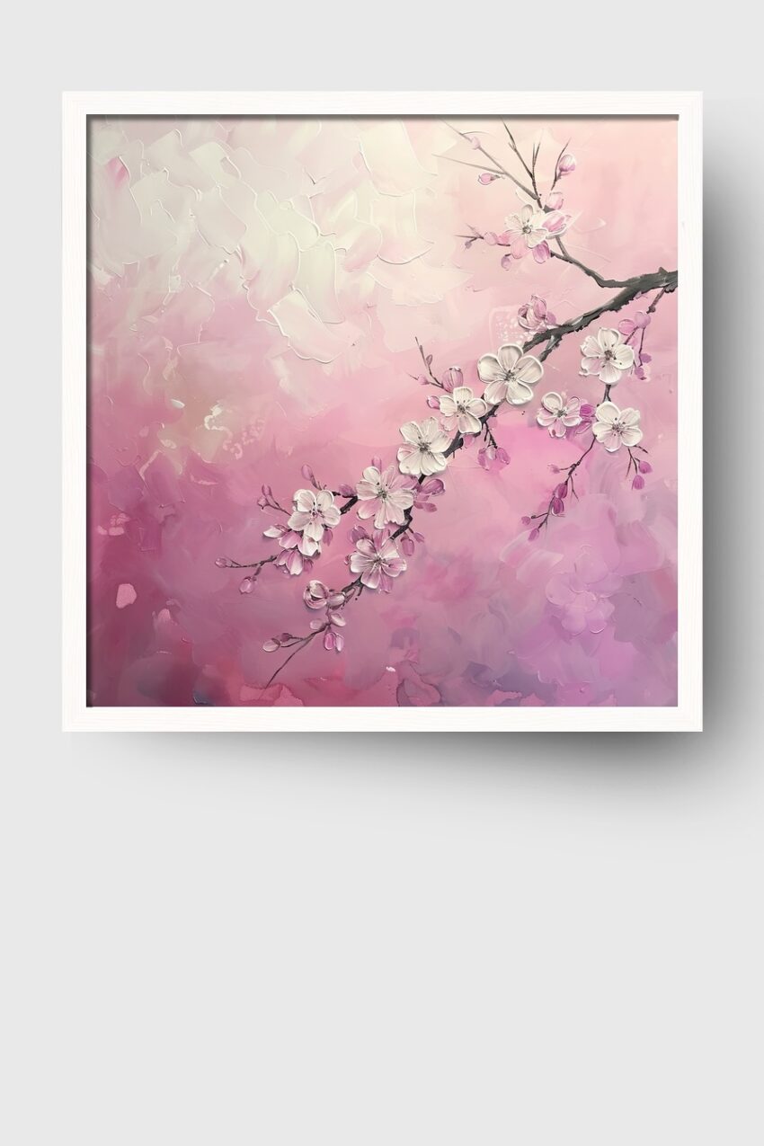 Illustration Poster Kirschzweig rosa pastell minimal