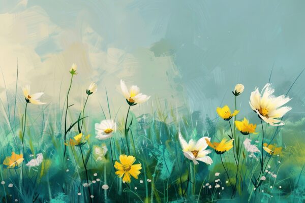 Wiese Blüten Gelb Leinwandbild