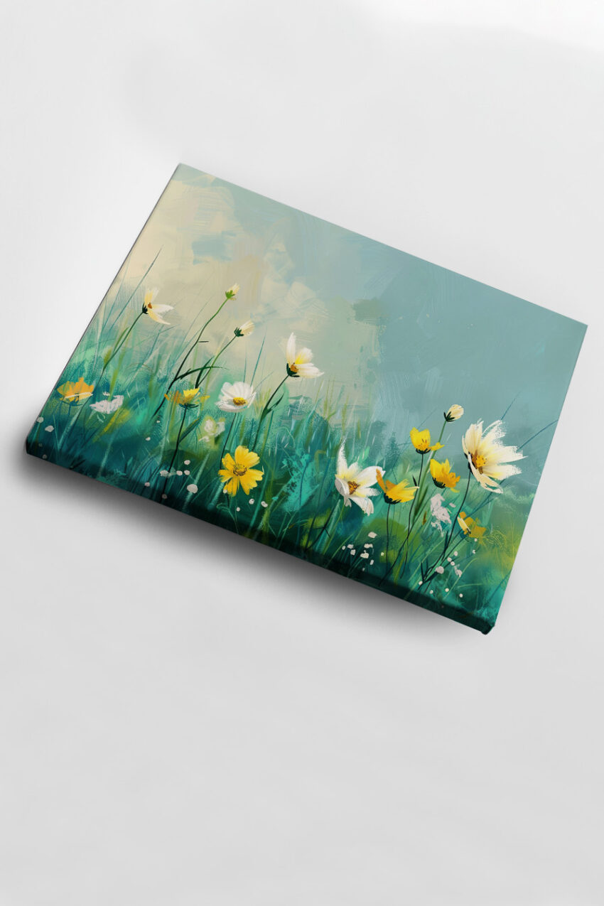 Digitale Kunst Poster Wiese gelbe weiße Blüten grün