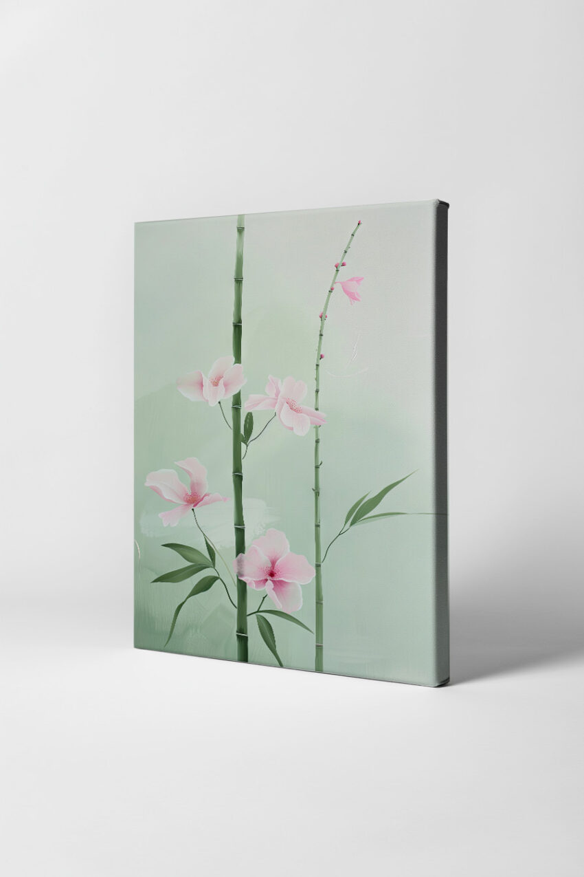 Illustration Poster Bambus rosa zart grün