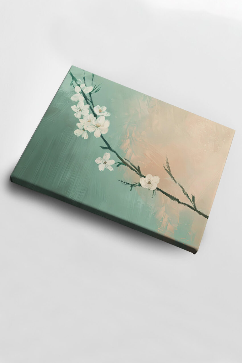 Digitale Kunst Poster Blütenzweig minimalistisch weiß Pastell