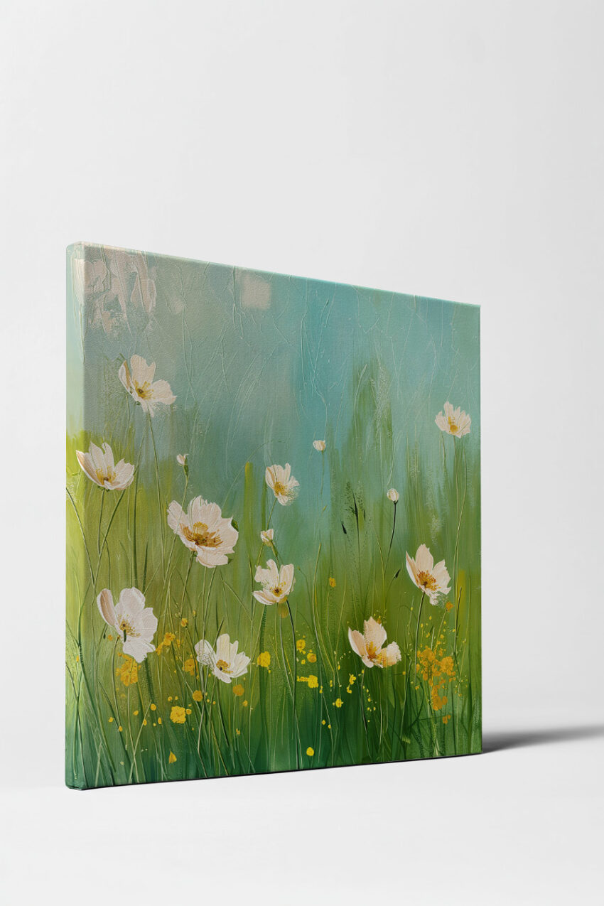 Illustration Poster Sommerblumen weiß gelb grün minimalistisch