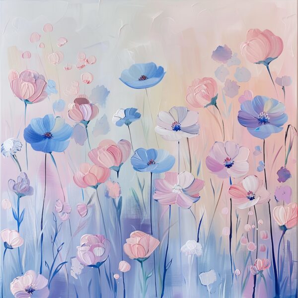 Blumenwiese Pastell Leinwandbild