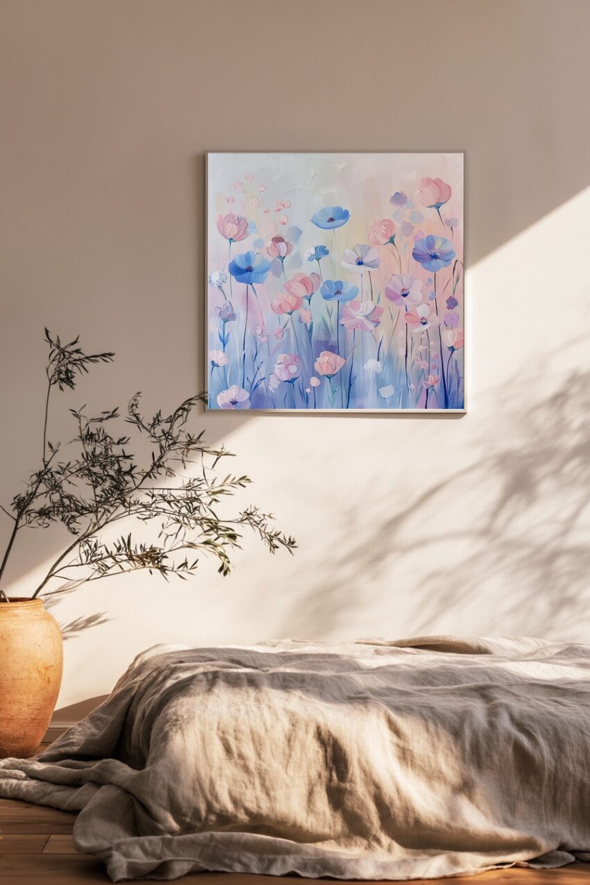 Malerei Poster Blumenwiese pastell zart floral