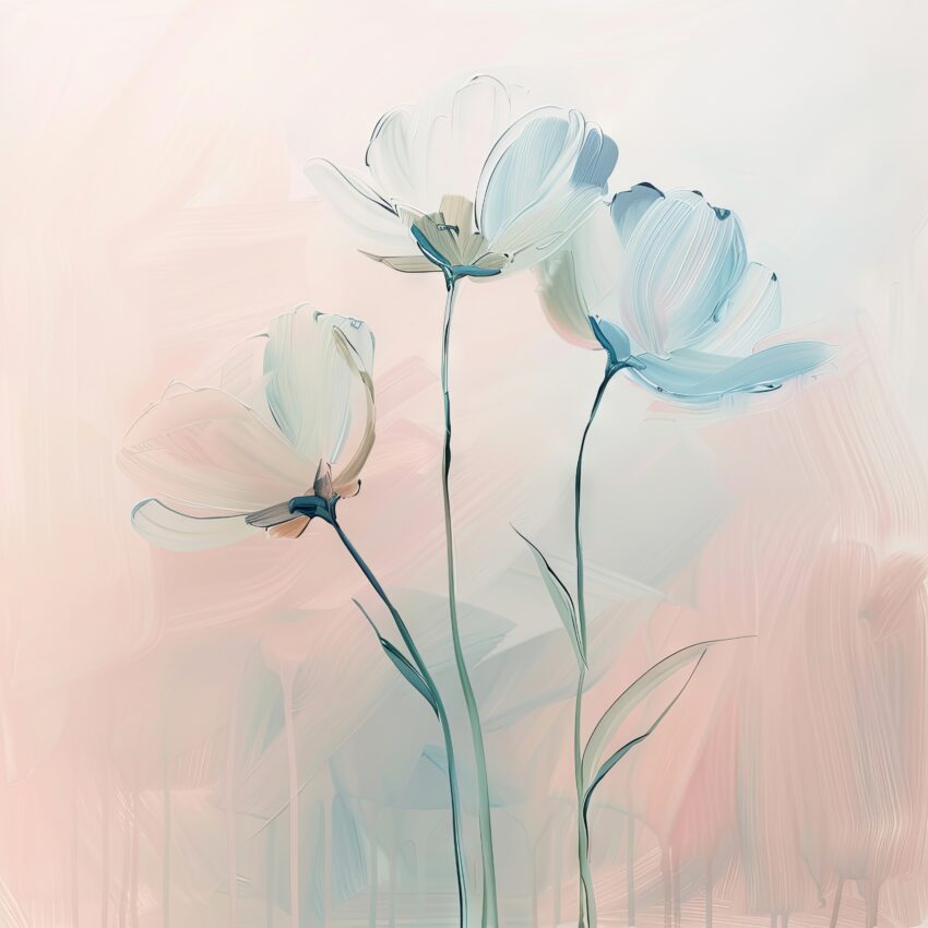 Digitale Kunst Poster Tulpen filigran weiß minimalistisch