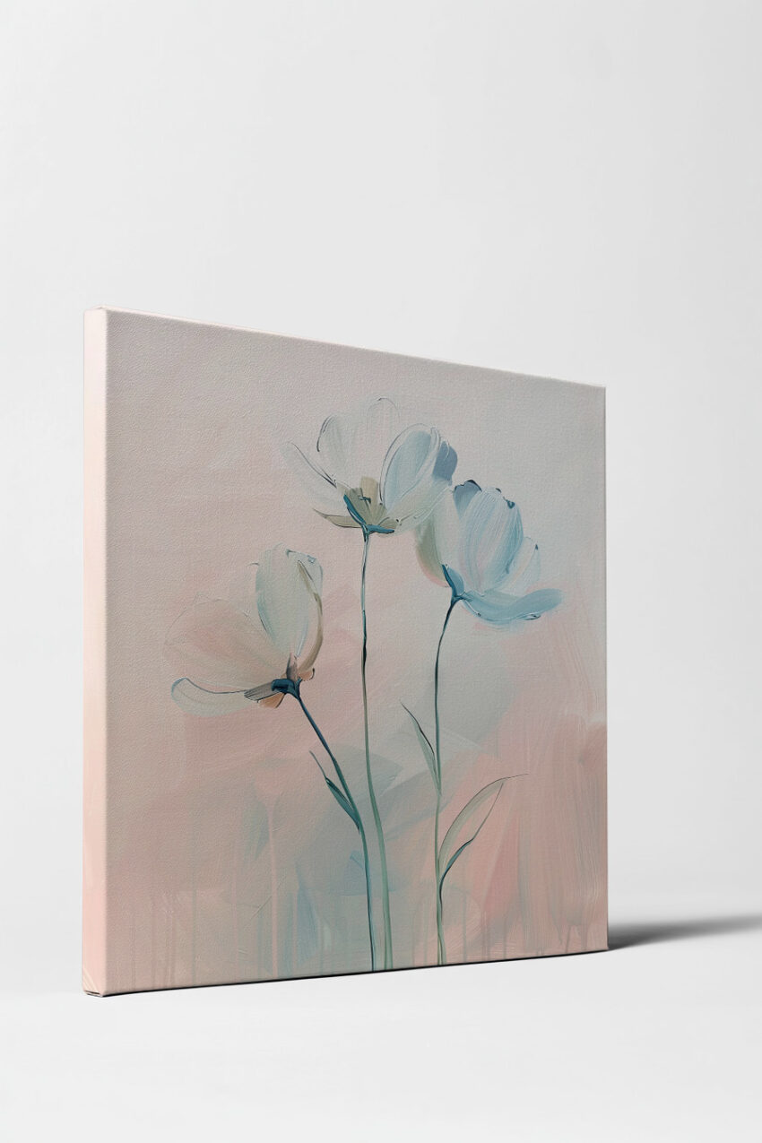 Digitale Kunst Poster Tulpen filigran weiß minimalistisch