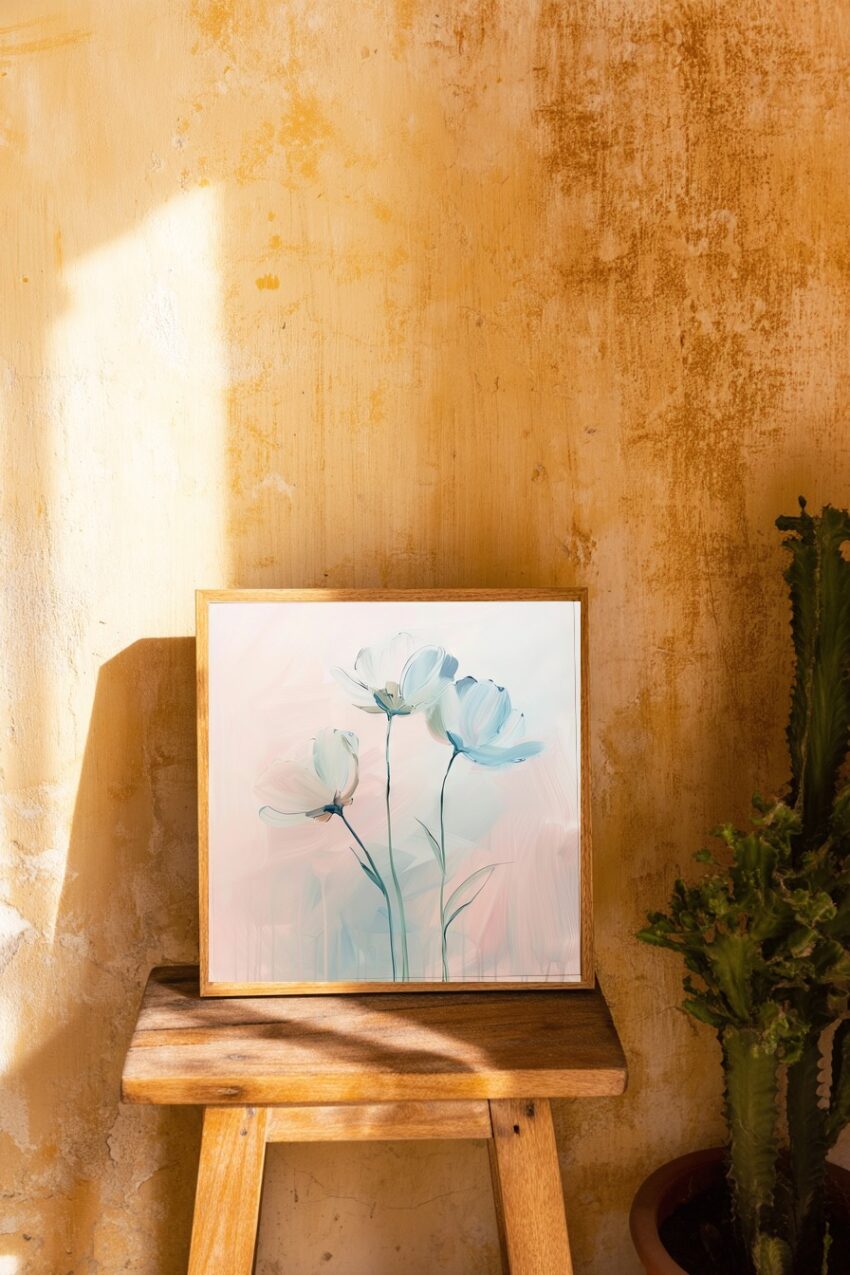 Digitale Kunst Poster Tulpen filigran weiß minimalistisch