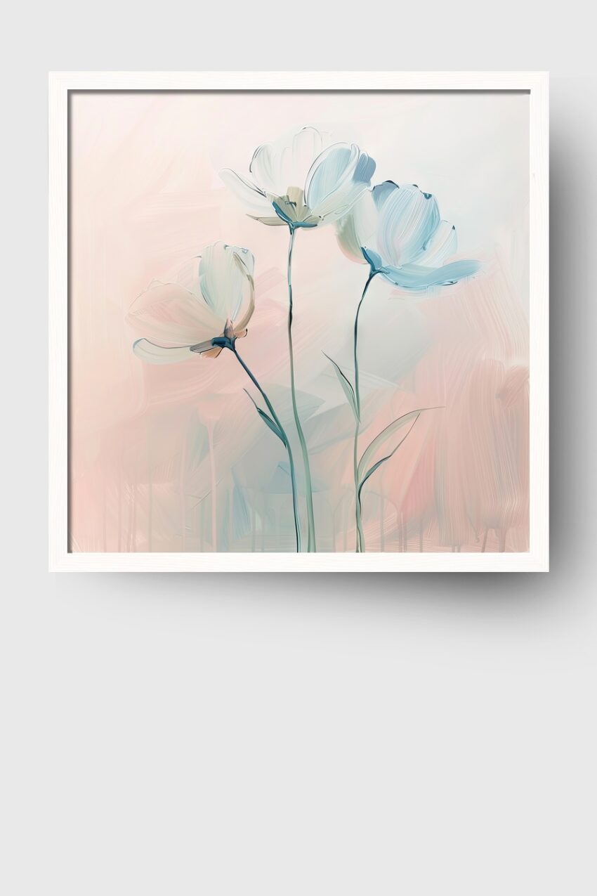 Digitale Kunst Poster Tulpen filigran weiß minimalistisch