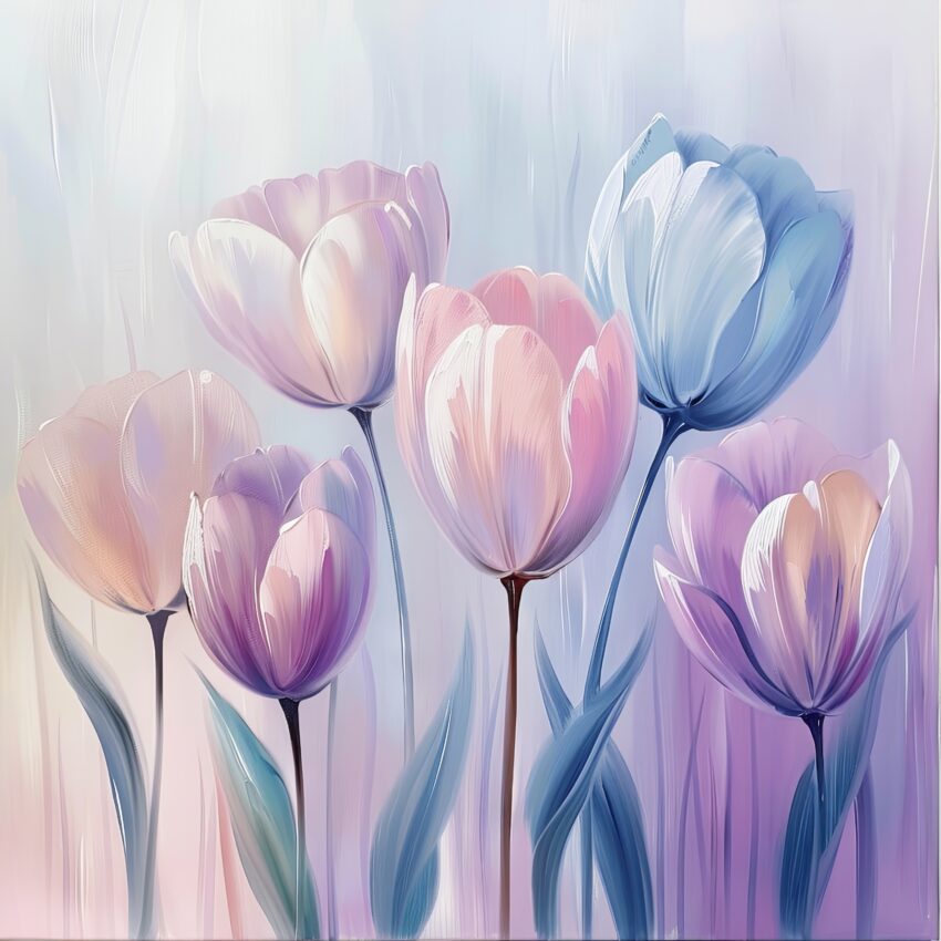 Digitale Kunst Poster Tulpen pastellfarben harmonisch