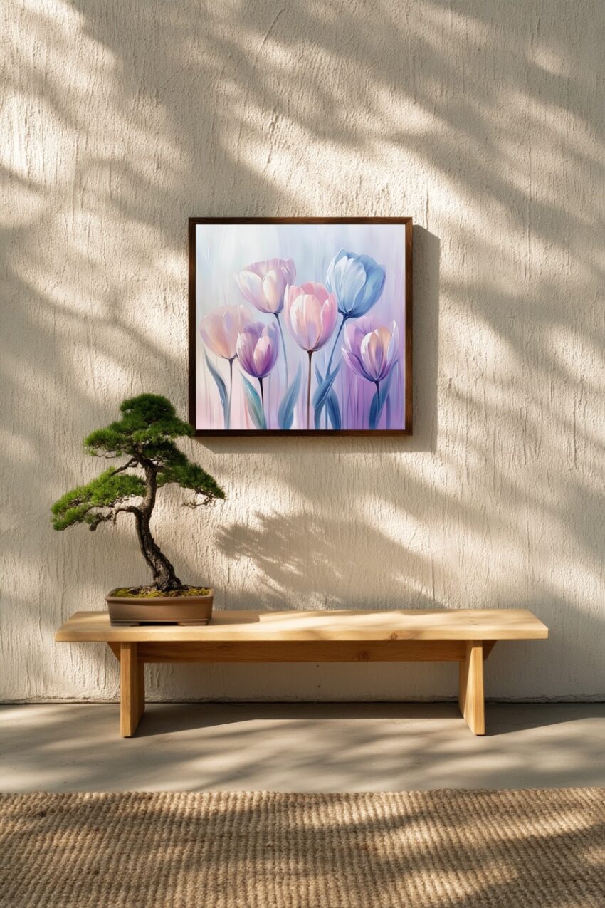 Digitale Kunst Poster Tulpen pastellfarben harmonisch