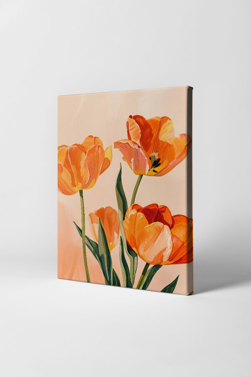 Illustration Poster Tulpen orange grün Frühling