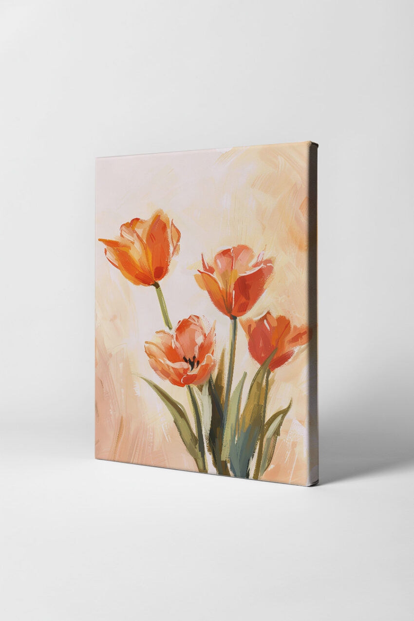 Malerei Poster Tulpenstrauß orange hell minimal