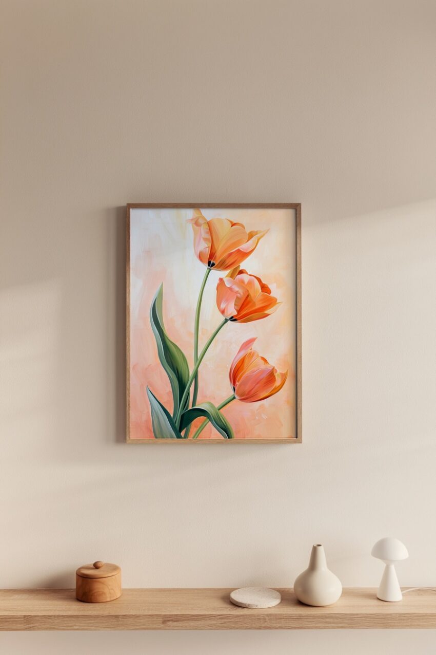 Digitale Kunst Poster Tulpe orange schwarze Mitte minimalistisch