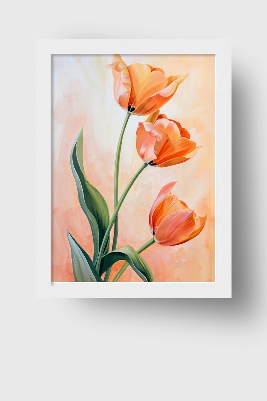 Digitale Kunst Poster Tulpe orange schwarze Mitte minimalistisch