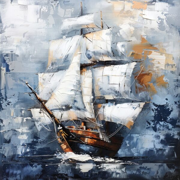 Segelschiff im Sturm Gerahmt