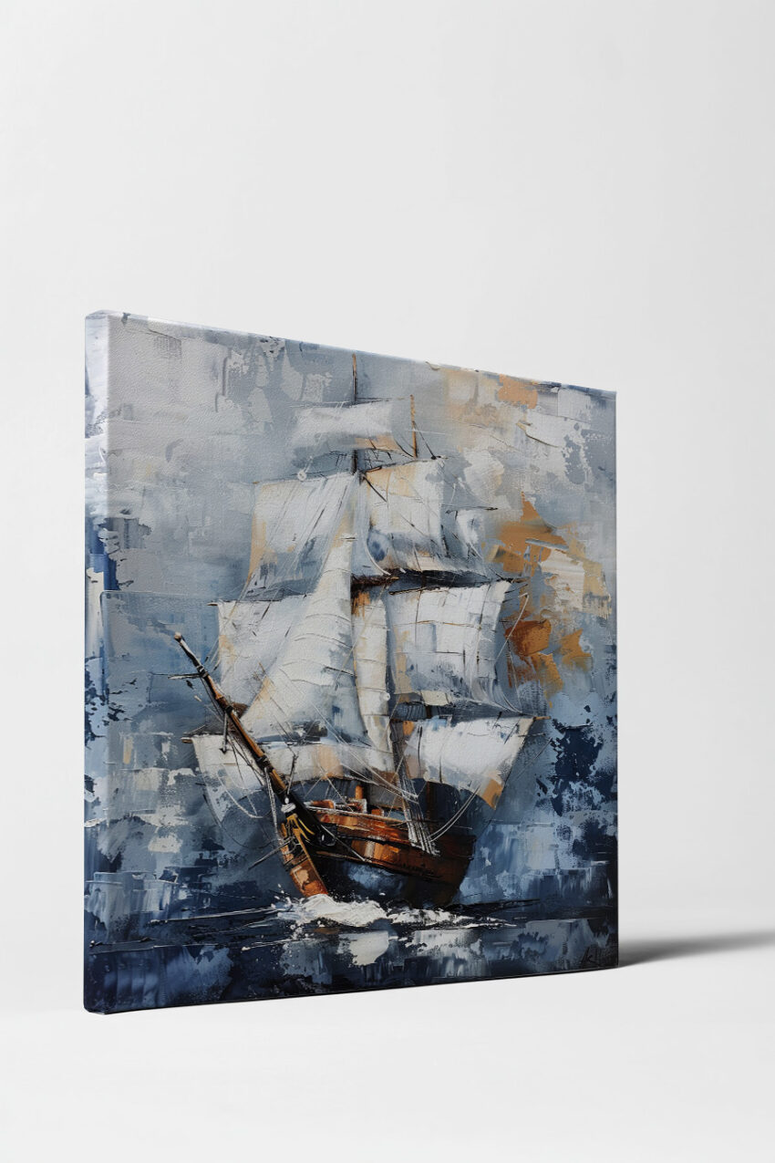 Malerei Poster Segelschiff weiß dynamisch maritime