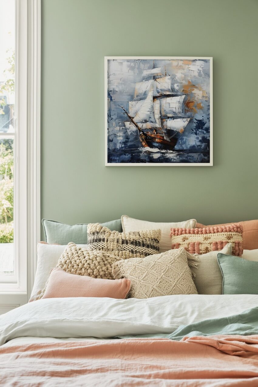 Malerei Poster Segelschiff weiß dynamisch maritime