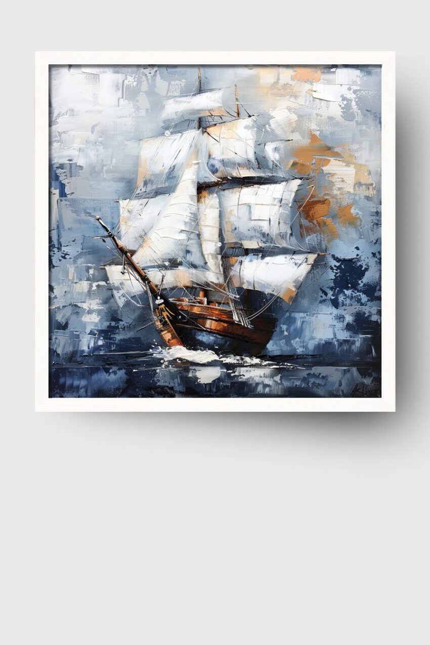 Malerei Poster Segelschiff weiß dynamisch maritime