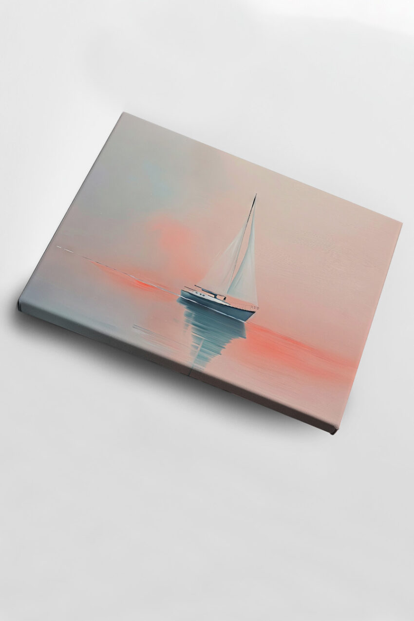 Digitale Kunst Poster Segelboot Spiegelung Pastellfarben sanft