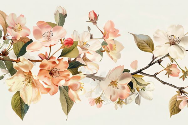 Rosa Blütenzweig Gerahmt