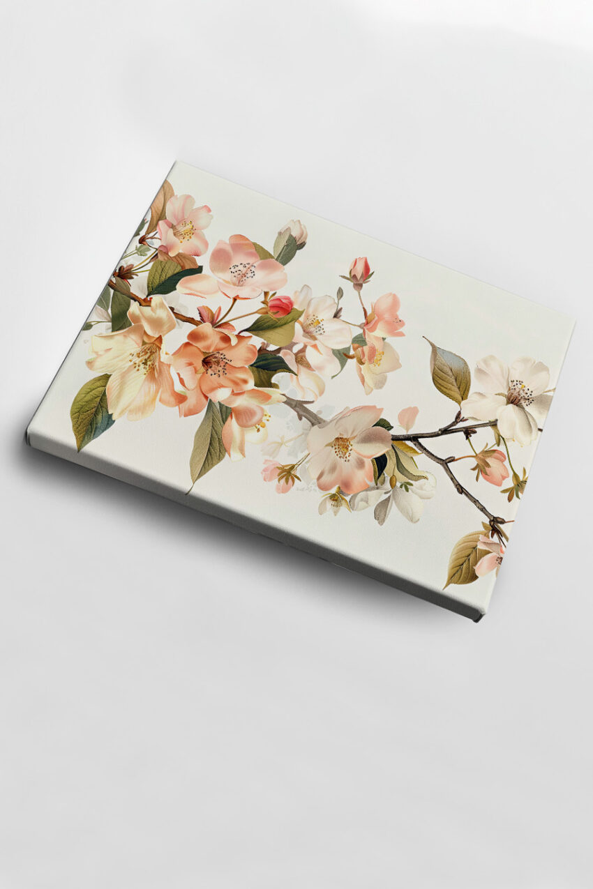 Illustration Poster Blütenzweig rosa detailreich minimalistisch