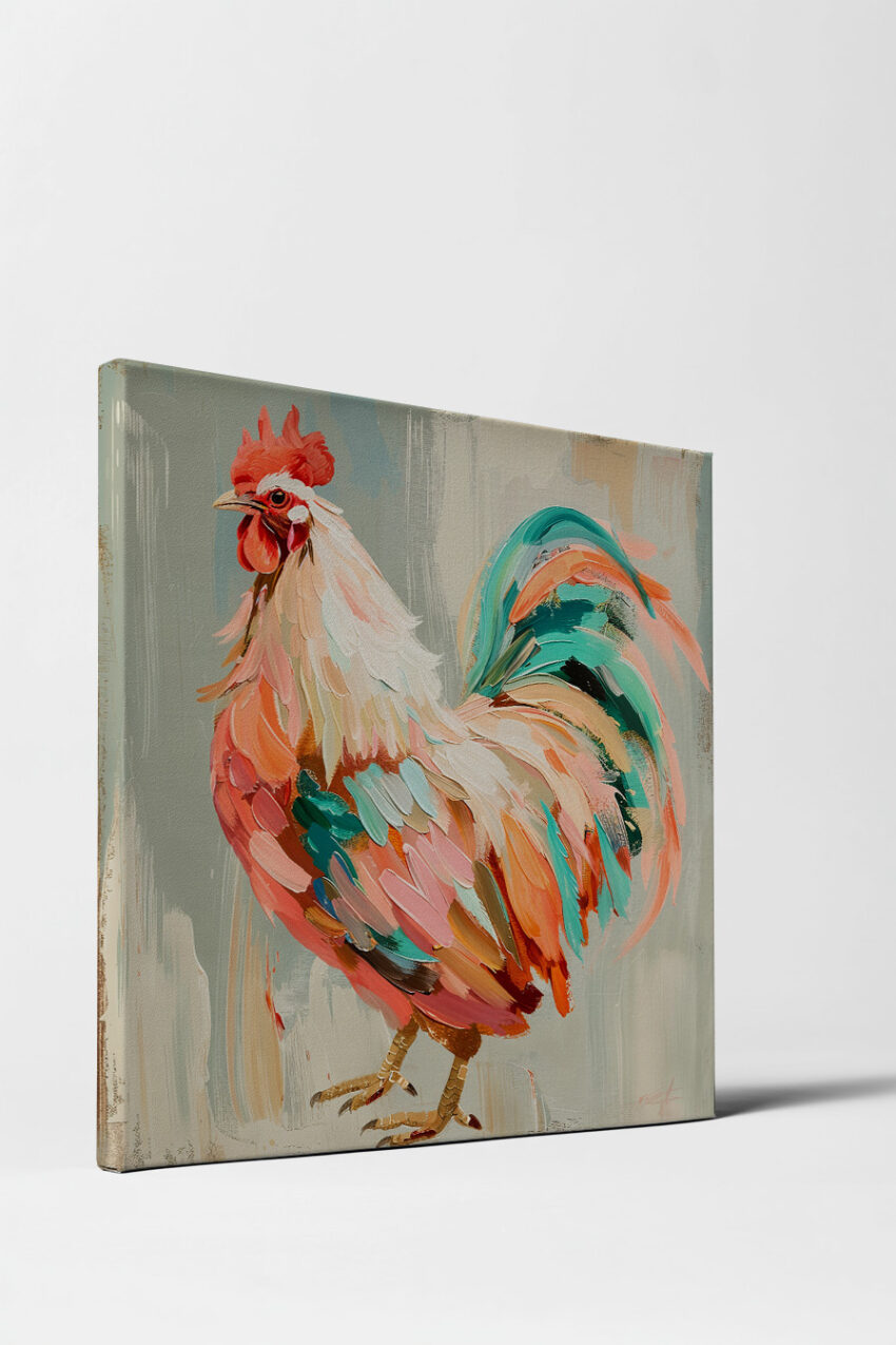 Malerei Poster Hahn farbig bunt Pinselstriche