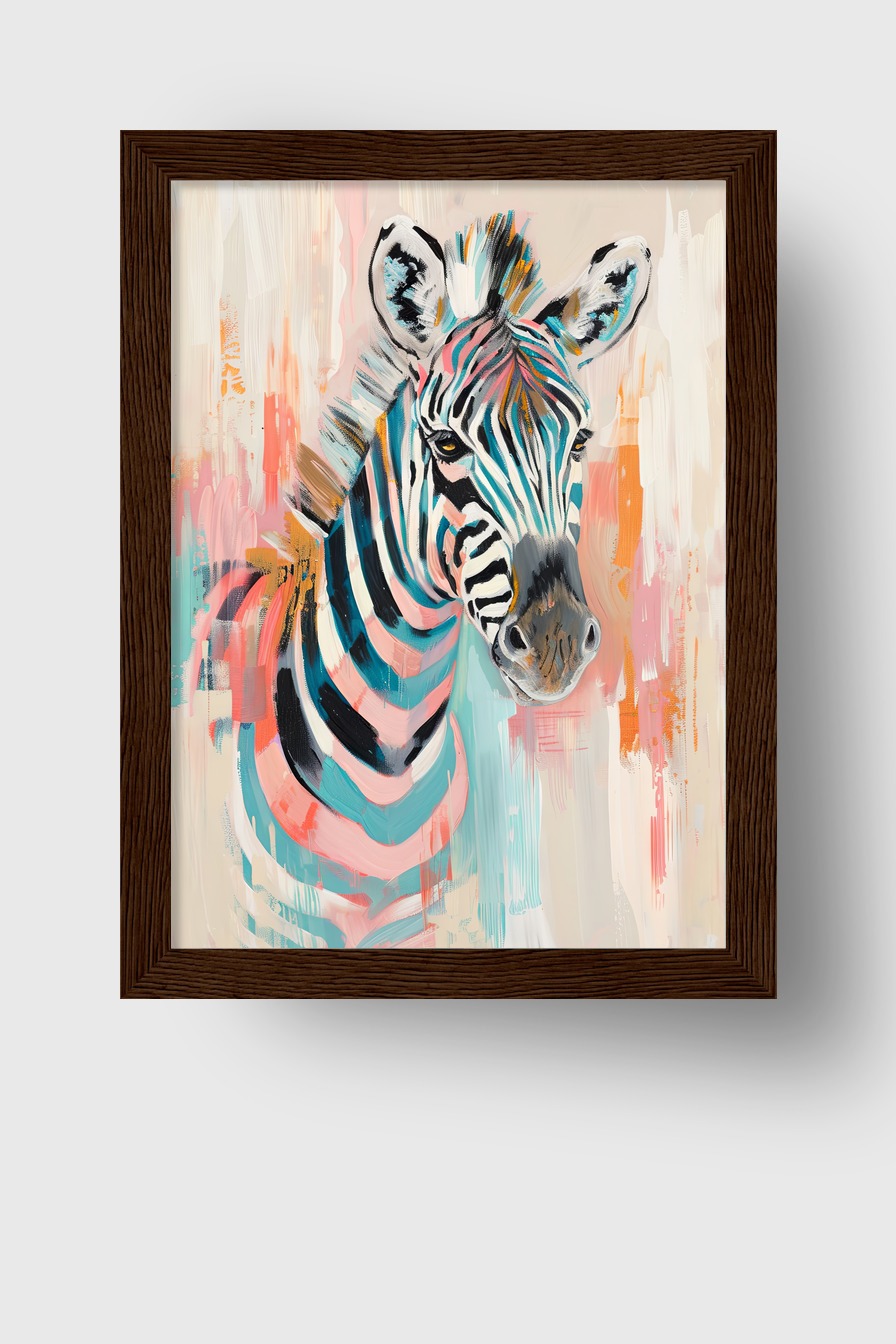 Illustration Poster Zebra bunt farbig Blau Rosa