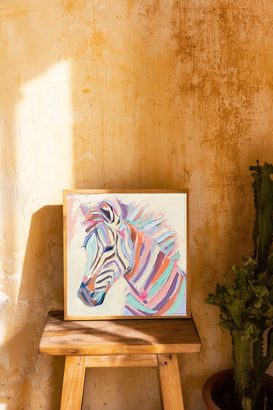 Digitale Kunst Poster Zebra bunt pastellfarben