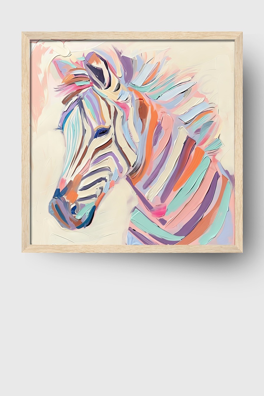 Digitale Kunst Poster Zebra bunt pastellfarben