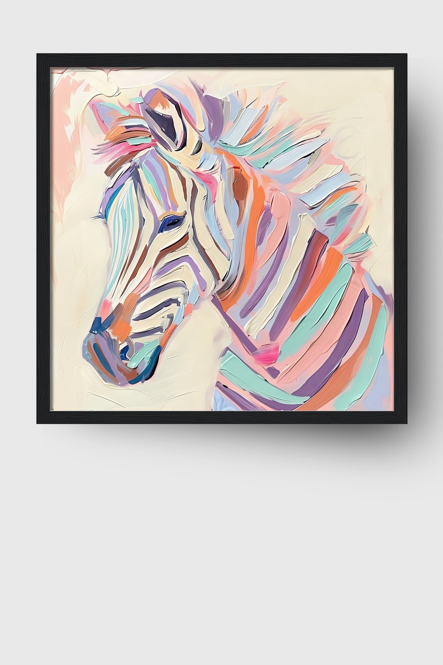 Digitale Kunst Poster Zebra bunt pastellfarben