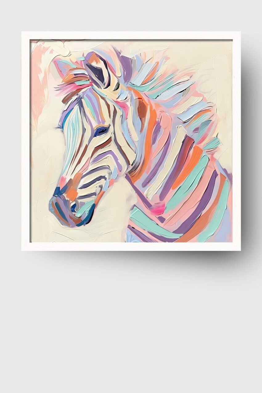 Digitale Kunst Poster Zebra bunt pastellfarben